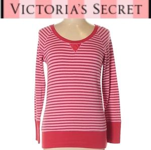 Victoria's Secret Pink Striped Glitter Shimmer Sweater M